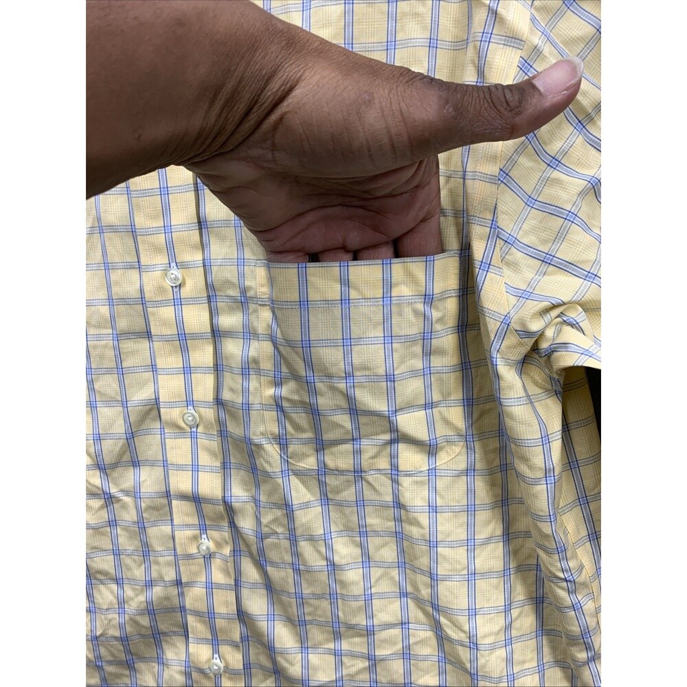 Brooks Brothers 346 The Original Polo Shirt Slim Fit Button Down Yellow Check 16 - Picture 8 of 15